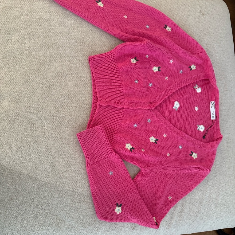 Zara Fuchsia Knit with Floral Detail